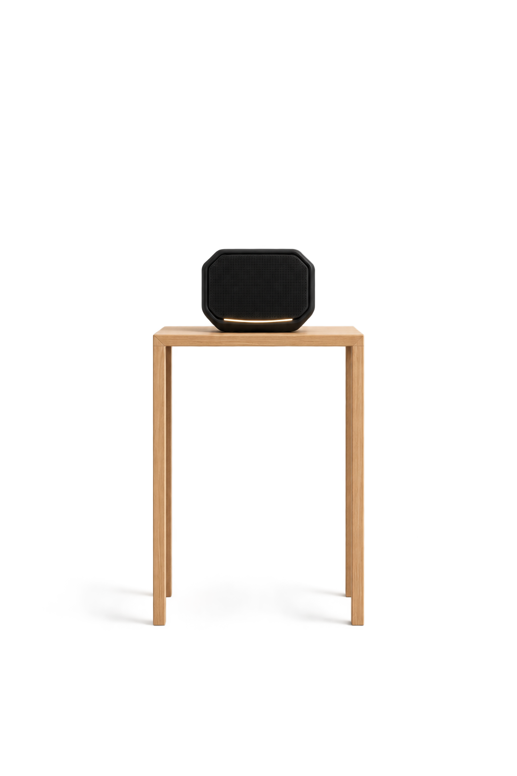 Tyrone smart speaker on a wooden side table